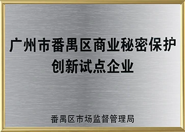 Pilot Enterprise for Innovation in Trade Secret Protection (Panyu District, Guangzhou)